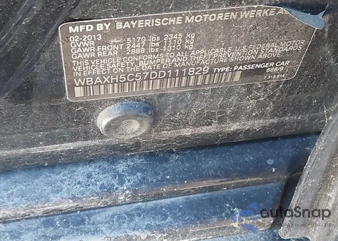 2013 BMW 528I xDrive from USA, damaged, VIN WBAXH5C57DD111829